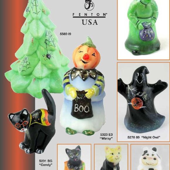 MINT Signed Fenton Hand Painted Halloween “Christmas” Tree (5569 19) - Picture 13 of 15